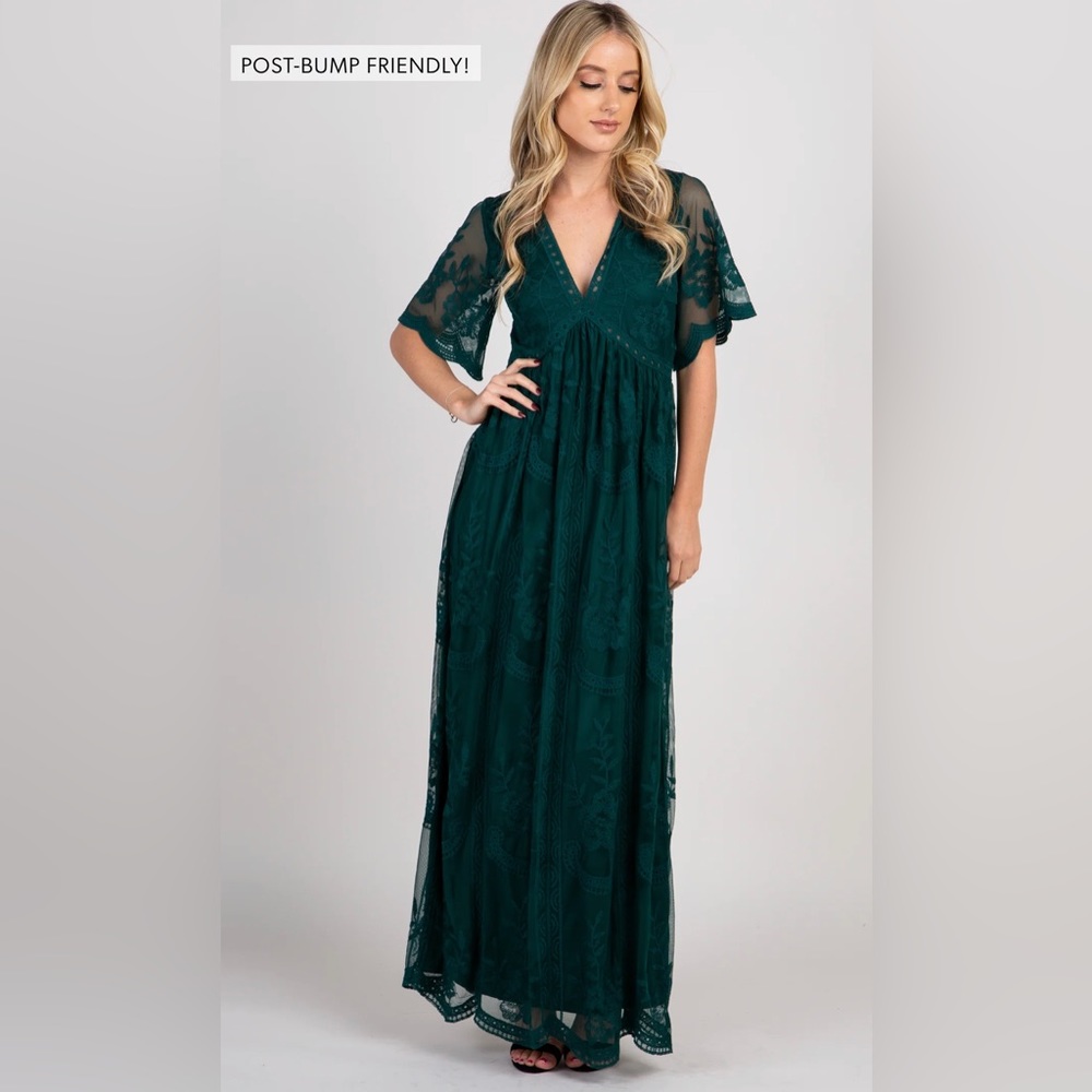 Pink Blush Lace Mesh Maxi Overlay Maxi Dress